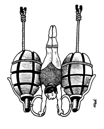 Cartoon: risk sport (medium) by Medi Belortaja tagged terrorismnger,terror,athlete,sport,risk