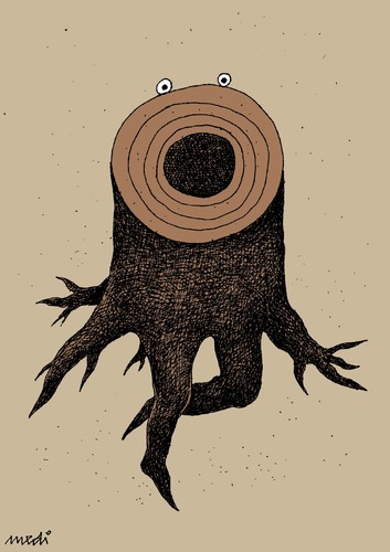 Cartoon: scream (medium) by Medi Belortaja tagged scream,cut,tree,environment,forest