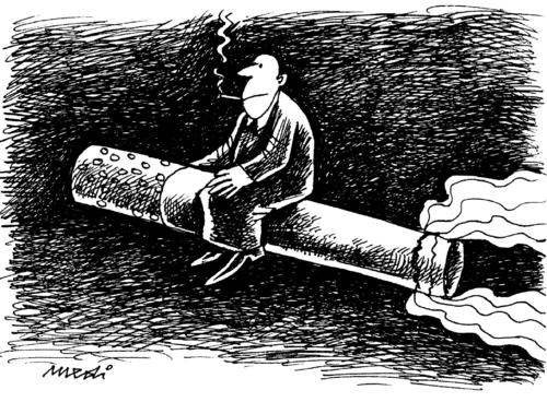 Cartoon: smoker (medium) by Medi Belortaja tagged smoker,smoke,cigarette,man,health,flying