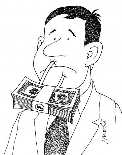 Cartoon: Speechless Money (medium) by Medi Belortaja tagged padlocks,speech,freedom,business,money