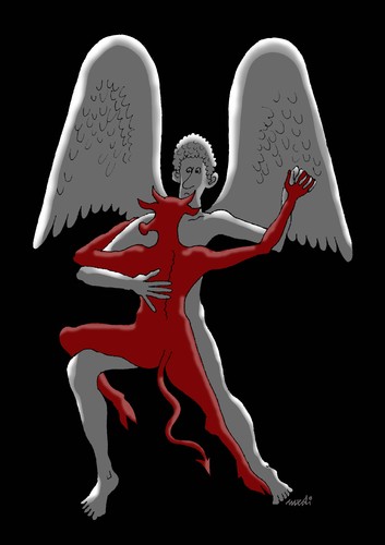 Cartoon: tango (medium) by Medi Belortaja tagged devil,fin,angel,tango,dancing