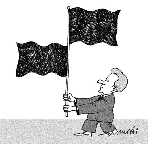 Cartoon: two flags (medium) by Medi Belortaja tagged head,flags,standardbearer,politicians