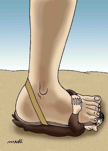Cartoon: slippers (medium) by Medi Belortaja tagged leg,servant,humiliation,slippers