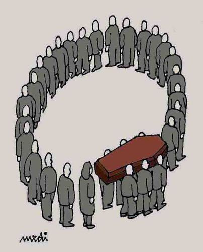 Cartoon: for the funeral (medium) by Medi Belortaja tagged walker,peoples,coffin,funeral,burial
