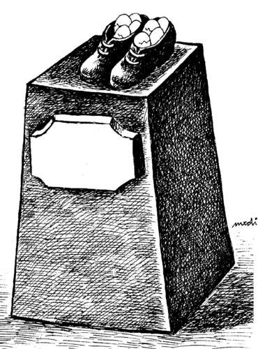 Cartoon: waiting for the new dictators (medium) by Medi Belortaja tagged eggs,dictator,dictatorship,memorial,monument