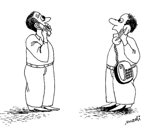 Cartoon: wireless and mobile (medium) by Medi Belortaja tagged communication,men,phone,mobile,cell,wireless