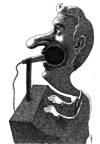 Cartoon: microphone (medium) by Medi Belortaja tagged demagogy,politicians,mouth,microphone