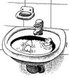 Cartoon: bath in sink (small) by Medi Belortaja tagged bath,sink,man,washing,water,humor