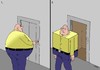Cartoon: before and after... (small) by Medi Belortaja tagged ascensor obese obesity humor