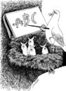 Cartoon: birds school (small) by Medi Belortaja tagged school,birds,education,worms,nest,humor,teaching