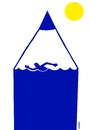 Cartoon: blue pencil (small) by Medi Belortaja tagged blue,pencil,waves,sea,swiming,hollidays