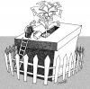 Cartoon: irrigation vote (small) by Medi Belortaja tagged irrigation vote fence ballot box elections