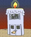 Cartoon: candle and lamps (small) by Medi Belortaja tagged candle,bulb,home,house,prison,light
