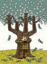 Cartoon: love for trees and nature (small) by Medi Belortaja tagged hug trees money usd dollars tree business man