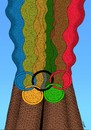 Cartoon: olympic chimney (small) by Medi Belortaja tagged olympic,chimney,symbol,smoke,nature,disaster,ecology