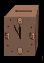 Cartoon: putin s clock (small) by Medi Belortaja tagged putin,medvedev,president,russia,clock,ballot,box,elections
