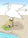 Cartoon: seaside (small) by Medi Belortaja tagged pig,bird,seaside,holidays,beach,umbrella,humor