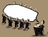 Cartoon: dead speech (small) by Medi Belortaja tagged dead death speech politician politicians leader head elections cofin