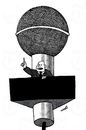 Cartoon: speech (small) by Medi Belortaja tagged speech,microphone,poltician,politics,balcony