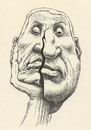 Cartoon: thinker (small) by Medi Belortaja tagged think,thought,mind,idea,ideas,thinker,thing,man,face,cracked,cracking,head