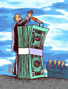 Cartoon: corruption speech (small) by Medi Belortaja tagged corruption speech money