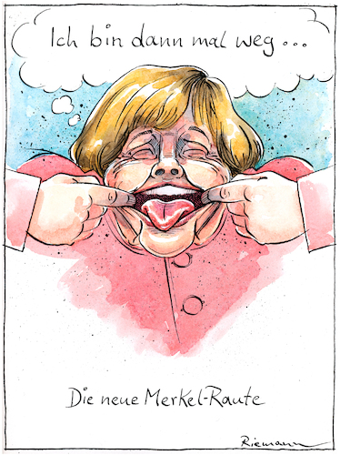 Cartoon: Abschiedsraute (medium) by Riemann tagged angela,merkel,raute,bundeskanzlerin,politik,deutschland,abschied,ruhestand,freude,cartoon,george,riemann,angela,merkel,raute,bundeskanzlerin,politik,deutschland,abschied,ruhestand,freude,cartoon,george,riemann