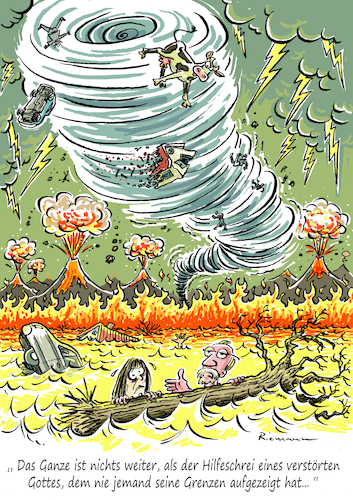 Cartoon: Auszeit (medium) by Riemann tagged klimawandel,umwelt,katastrophen,feuer,dürre,sturm,überflutung,wetter,klima,gott,cartoon,george,riemann,klimawandel,umwelt,katastrophen,feuer,dürre,sturm,überflutung,wetter,klima,gott,cartoon,george,riemann