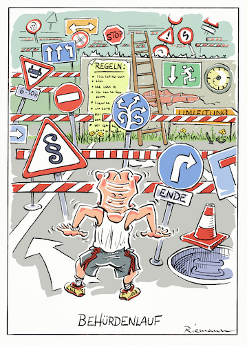 Cartoon: Bürokratie 3 (medium) by Riemann tagged bürokratie,beamte,behördengang,hindernis,hürdenlauf,amt,büro,labyrint,verwaltung,macht,staat,cartoon,george,riemann,bürokratie,beamte,behördengang,hindernis,hürdenlauf,amt,büro,labyrint,verwaltung,macht,staat,cartoon,george,riemann