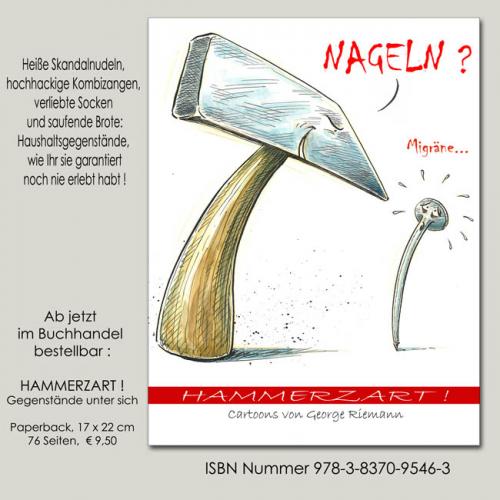 Cartoon: HAMMERZART ! (medium) by Riemann tagged cartoon,buch,beziehungen,alltag,gegenstände,drama
