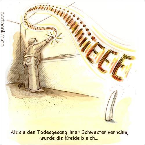 Cartoon: Kreide (medium) by Riemann tagged kreide,bleich,schule,tafel,schwester,drama,