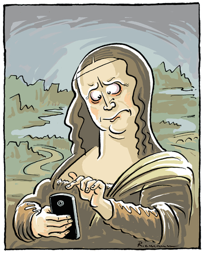 Cartoon: Mona Lisa (medium) by Riemann tagged riemannt,george,cartoon,vinci,da,leonardo,masters,old,internet,life,modern,iphone,phone,smart,handy,smile,lisa,mona,mona,lisa,smile,handy,smart,phone,iphone,modern,life,interne,old,masters,cartoon,george,riemannt