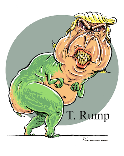 Cartoon: T Rump (medium) by Riemann tagged donald,trump,tyrannus,saurus,rex,president,usa,dinosaur,monster,dictator,rightwing,politics,america,asozial,cartoon,george,riemann,donald,trump,tyrannus,saurus,rex,president,usa,dinosaur,monster,dictator,rightwing,politics,america,asozial,cartoon,george,riemann