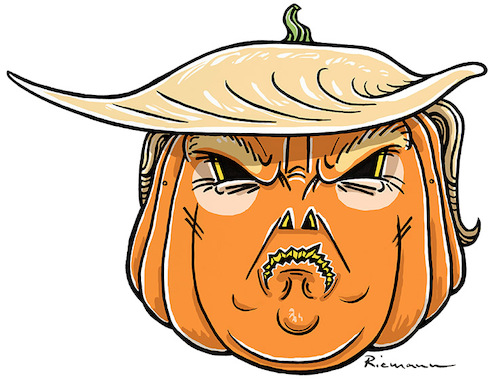 Cartoon: Trump Maske (medium) by Riemann tagged president,trump,maske,halloween,horror,pumpkin,kürbis,papiermaske,ausschneiden,donald,mask,cut,out,george,riemann
