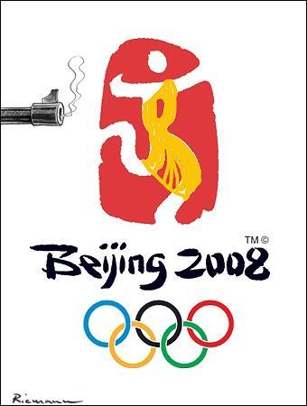 Cartoon: Unofficial Olympic Logo (medium) by Riemann tagged tibet,monks,china,oppression,olympic,games,2008,logo,