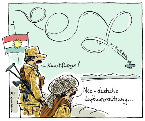 Cartoon: Unterstützung (medium) by Riemann tagged krisengebiet,kaputt,hubschrauber,marine,waffen,hilfe,unterstuetzung,iraq,syrien,peschmerga,kurden,helikopter,flugzeuge,leyen,der,von,ruestung,marode,luftwaffe,bundeswehr,cartoon,george,riemann,bundeswehr,marode,flugzeuge,helikopter,kurden,peschmerga,syrien,iraq,unterstuetzung,hilfe,waffen,marine,hubschrauber,kaputt,krisengebiet,cartoon,george,riemann