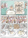Cartoon: Jägerschnitzel (small) by Riemann tagged fleisch,schlachter,wurst,metzger,mensch,schwein,meat,butcher,human,pig,sausage,food,essen,cartoon,george,riemann