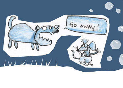 Cartoon: Go away (medium) by Silvia Wagner tagged relation,relationshipbanimals,mouse,dog
