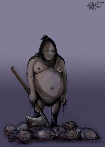 Cartoon: Cheney the Executioner (medium) by halltoons tagged cheney,torture,gitmo