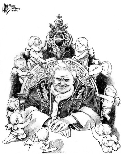 Cartoon: Culpable Pope (medium) by halltoons tagged pope,benedict,scandal,priests