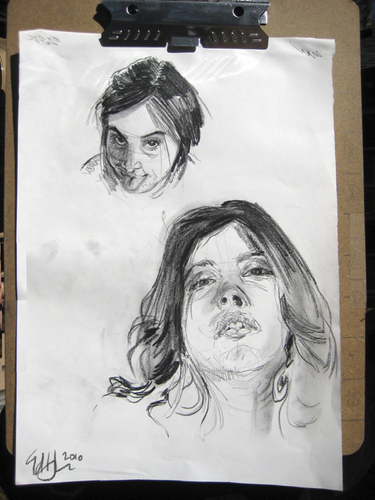 Cartoon: Face and Head Studies (medium) by halltoons tagged portrait,head,face,girl,woman,drawing,sketch,charcoal