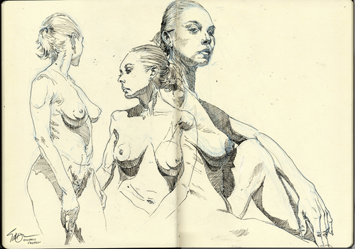 Cartoon: Figure Montaqe 211 (medium) by halltoons tagged figure,drawing,sketch,nude,female,girl,ink,pen