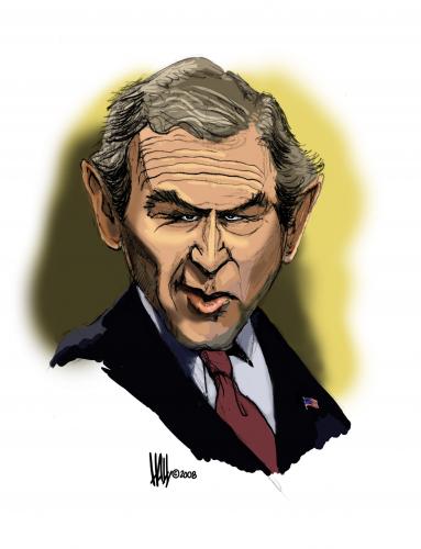 Cartoon: George W. Bush Portrait (medium) by halltoons tagged george,bush,president,usa
