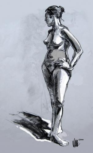 Cartoon: Proud Rosetta (medium) by halltoons tagged woman,figure,drawing,charcoal,rendering