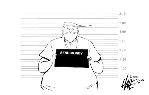 Cartoon: The Big Grift (medium) by halltoons tagged grift,trump,indictment,arrested,doj,grift,trump,indictment,arrested,doj