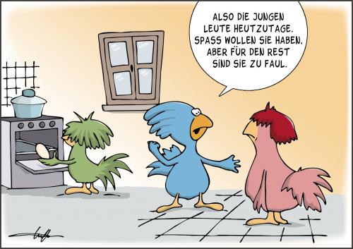 Cartoon: Backofen (medium) by luftzone tagged backofen,ei,huhn,hühner,tiere,ausbrüten,küche,backofen,ei,huhn,hühner,hahn,henne,tiere,vogel,ausbrüten,küche,brut,geburt,küken,familie,erziehung,pubertät,jugend,jugendliche,faul,werte,coolness,cool,gesellschaft,jugendbewegung,jugendkultur,jugendszene,kids,kultur