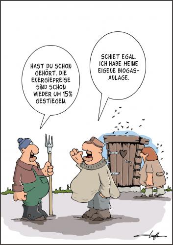 Cartoon: Biogasanlage (medium) by luftzone tagged biogas,toilette,bauer,plumpsklo,biogasanlage,energie,öko,biogas,bio,öko,ökologie,gas,ressourcen,toilette,klo,abgase,blähung,furz,furzen,gase,energie,preise,gaspreise,alternativen,alternative,plumpsklo,kompost,fäkalien,kot,bauer,landwirtschaft,landwirt