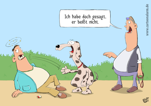 Cartoon: Sag ich doch (medium) by luftzone tagged thomas,luft,cartoon,lustig,biss,beißen,hund,dog,schlag,faust,zahn,leine,herrchen,gassi,tier,thomas,luft,cartoon,lustig,biss,beißen,hund,dog,schlag,faust,zahn,leine,herrchen,gassi,tier