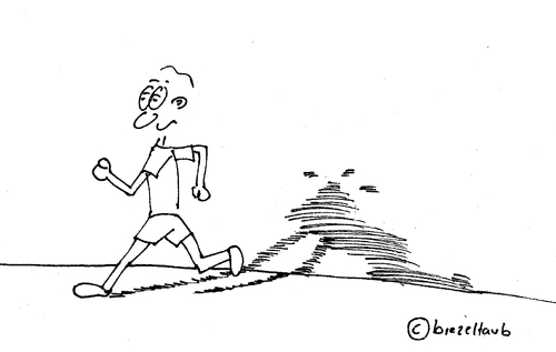 Cartoon: Marathoni (medium) by brezeltaub tagged marathon,laufen,jogger,joggen,sport,hardcore,extremsport,extremsportler,marathoni,42,km,leistungssport,jogging