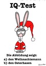 Cartoon: IQ-Test (small) by brezeltaub tagged weihnachten,weihnachtsmann,osterhase,weihnachtshase,ostern,merry,christmas,rabbit,iq,test