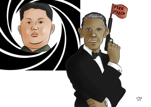 Cartoon: Barack Bond (medium) by Ago tagged sony,hack,hacker,zensur,drohung,kino,anschlag,film,the,interview,zurückgezogen,sonyleaks,drehbuch,james,bond,hollywood,barack,obama,usa,amerika,präsident,beschuldigung,nordkorea,verantwortlich,kim,jong,un,diktator,fbi,einschüchterung,geheimdienste,spion,karikatur,persiflage,politik,freie,meinungsäußerung,freedom,of,speech,sony,hack,hacker,zensur,drohung,kino,anschlag,film,the,interview,zurückgezogen,sonyleaks,drehbuch,james,bond,hollywood,barack,obama,usa,amerika,präsident,beschuldigung,nordkorea,verantwortlich,kim,jong,un,diktator,fbi,einschüchterung,geheimdienste,spion,karikatur,persiflage,politik,freie,meinungsäußerung,freedom,of,speech